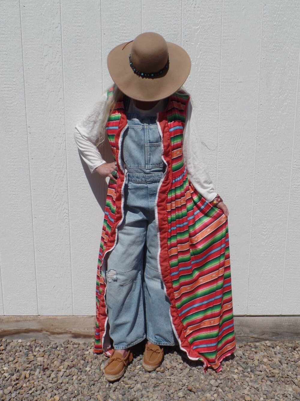 Upcycled VEST Western Print Sleeveless Kimono XL